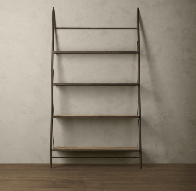 Reclaimed Elm & Iron Leaner Shelving Wide