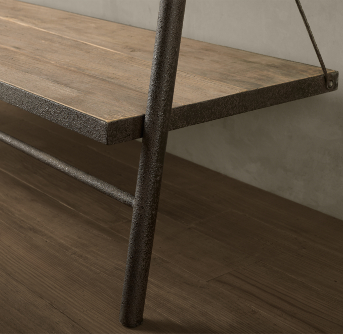 Reclaimed Elm & Iron Leaner Shelving Wide