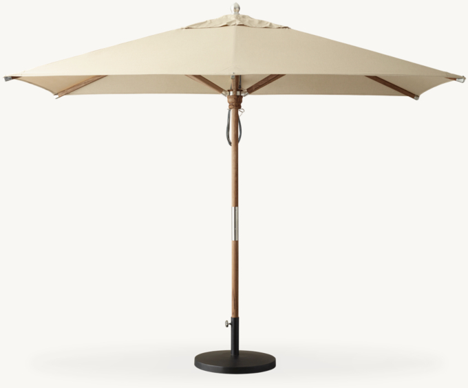 Shown in Natural Sunbrella&#174; Canvas with Weathered Teak finish. Featured with Weighted Aluminum Umbrella Base (sold separately) shown in Black.