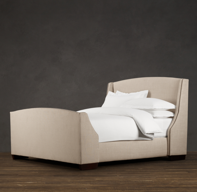 Warner Nailhead Upholstered 54" Bed With Footboard