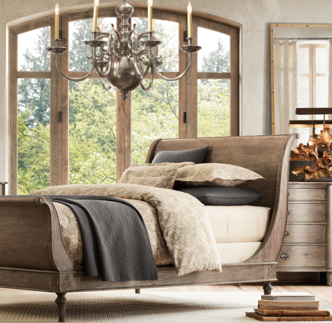 Empire Rosette Sleigh Bed with Footboard