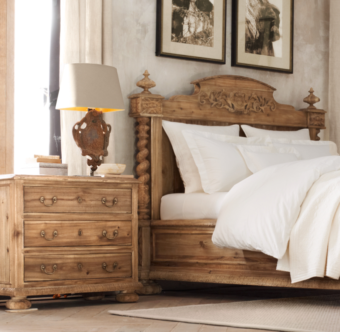 French Empire Closed Nightstand Sandblasted
