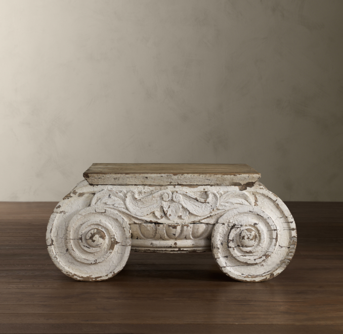 Distressed Ionic Capital Coffee Table (Set of 2)