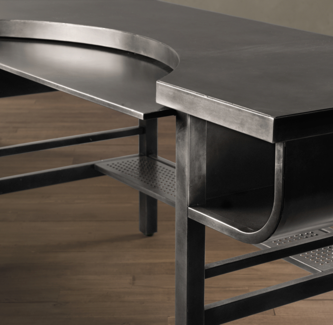 74" French Factory Metal Desk Gun Metal