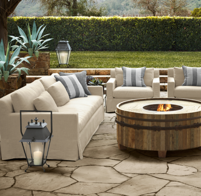 108" Belgian Track Arm Outdoor Sofa