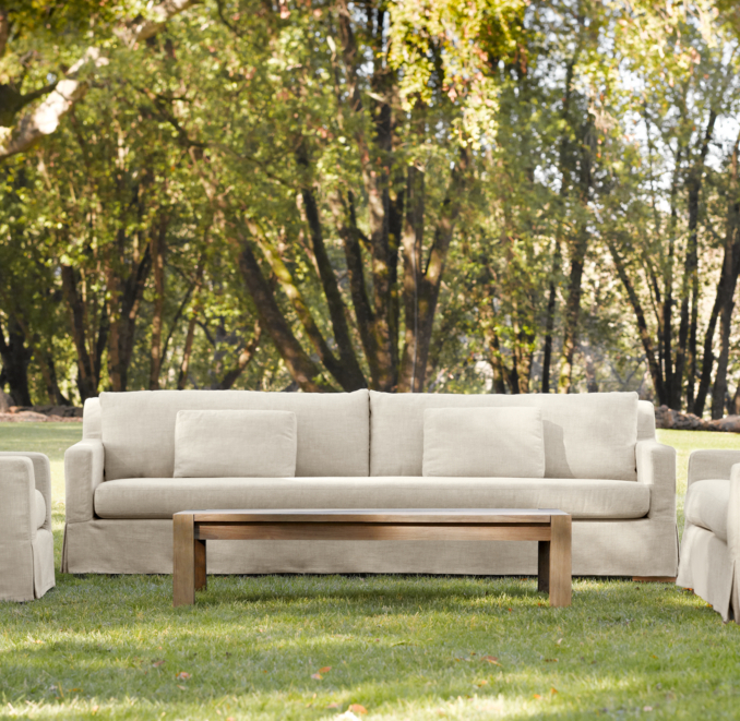 108" Belgian Track Arm Outdoor Sofa