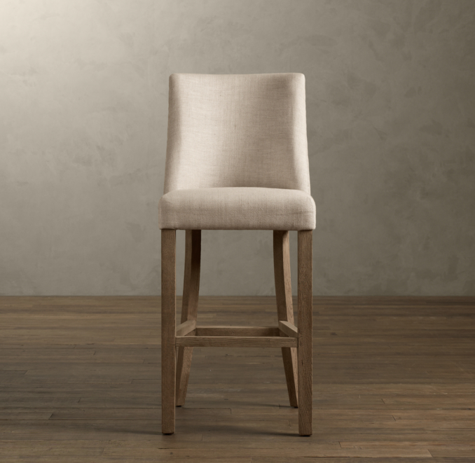 1940s French Upholstered Barrelback Barstool