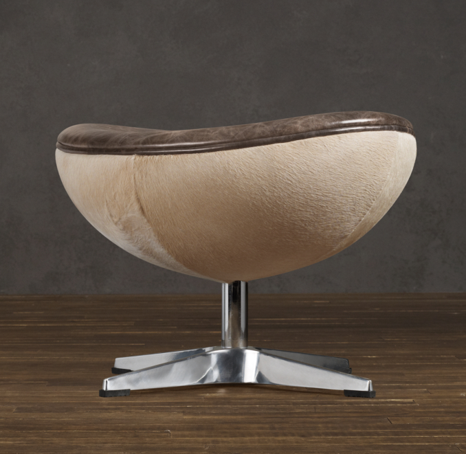 1950s Copenhagen Hair-On-Hide Bottom Ottoman