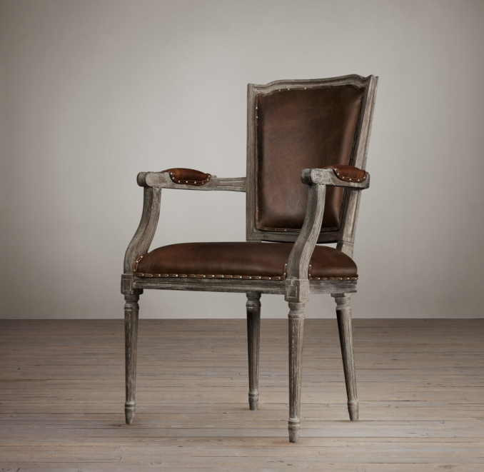 Vintage French Nailhead Leather Armchair