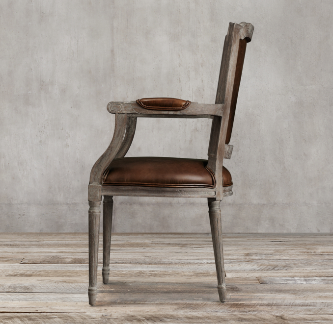 Vintage French Nailhead Leather Armchair