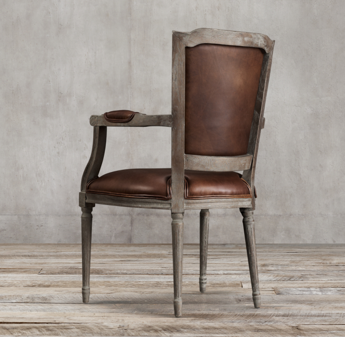 Vintage French Nailhead Leather Armchair