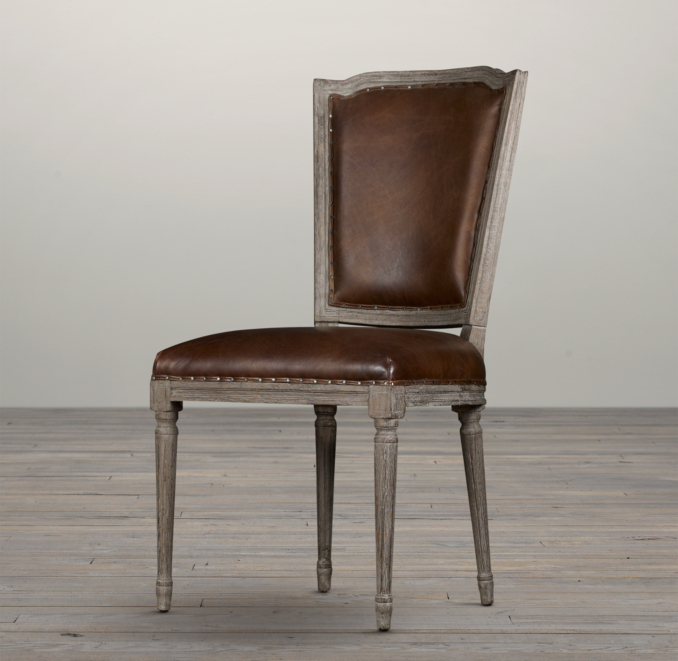 Vintage French Nailhead Leather Side Chair