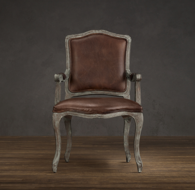 Vintage French Camelback Leather Armchair