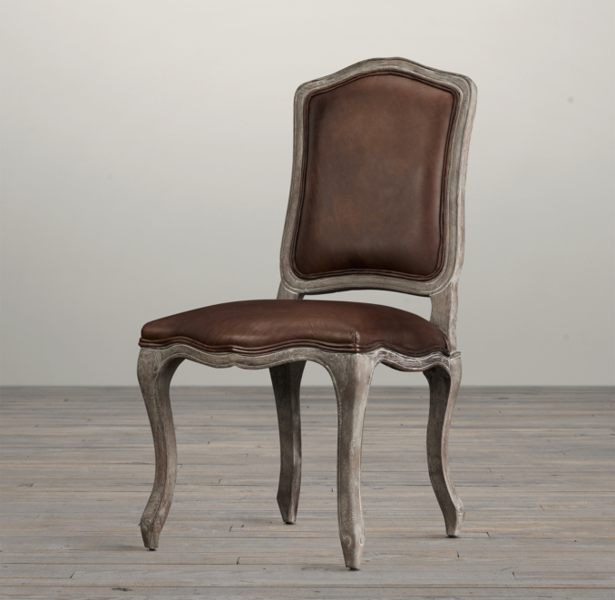 Vintage French Camelback Leather Side Chair