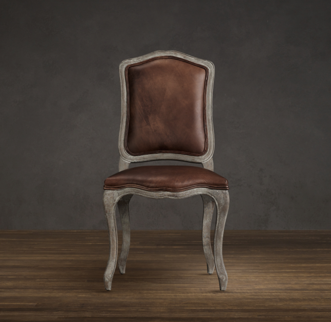 Vintage French Camelback Leather Side Chair