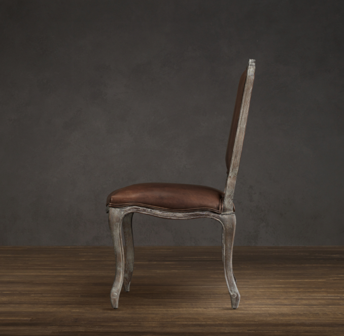 Vintage French Camelback Leather Side Chair