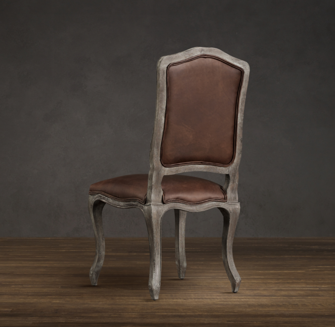 Vintage French Camelback Leather Side Chair