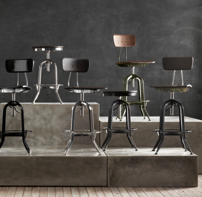 Vintage Toledo Barstool Distressed Black