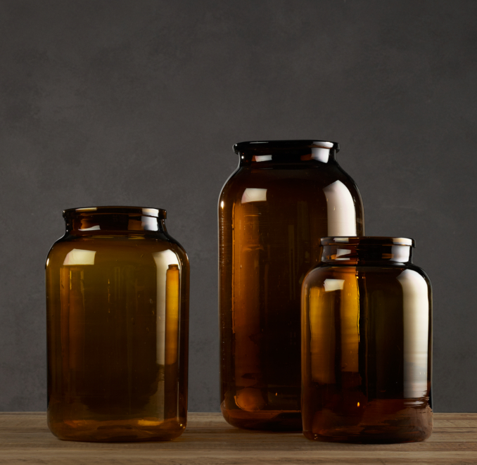 Vintage Hungarian Mason Jars Amber