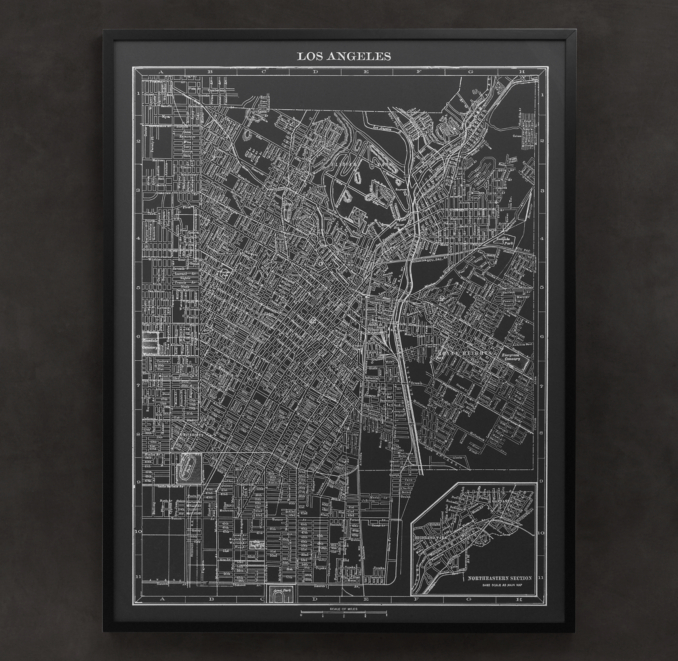 1900s Lithograph Map of Los Angeles