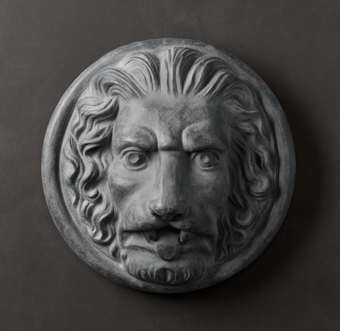 Neoclassical Zinc Lion Medallion