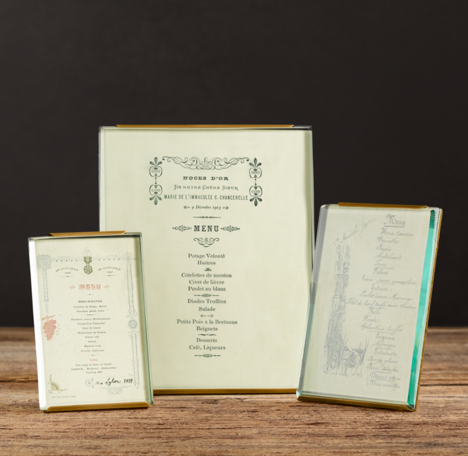 Beveled Glass Photo Easels Antique Brass