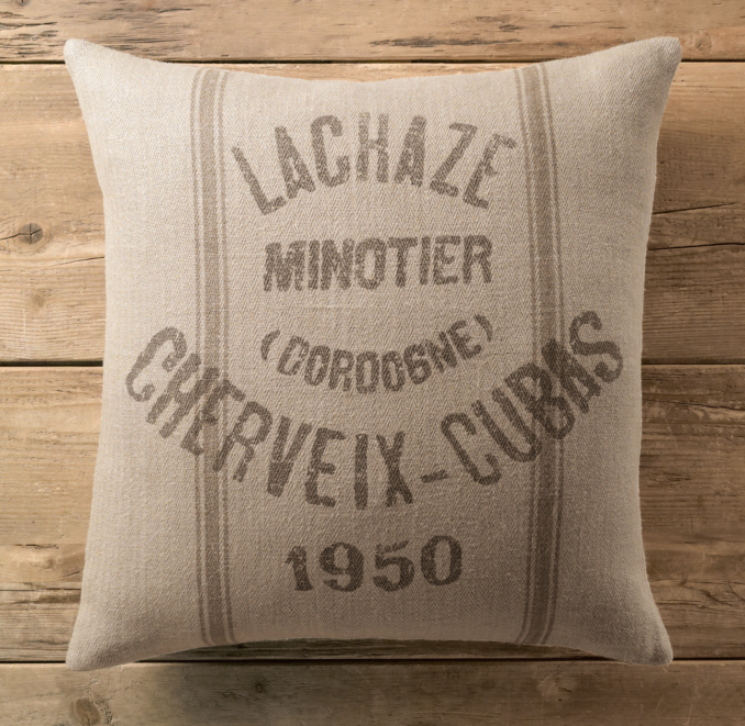 Vintage French Grain-Sack Linen Lachaze Pillow Cover