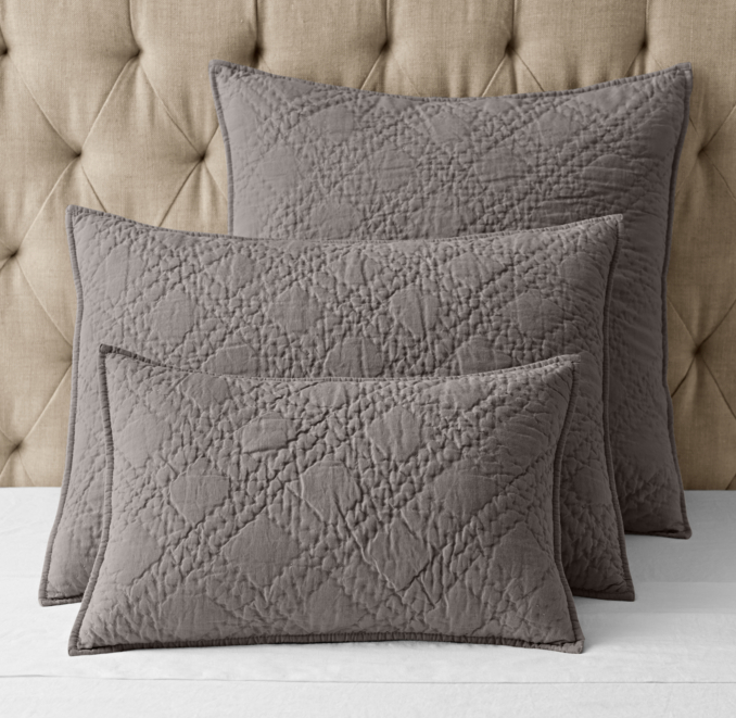 Stonewashed Belgian Linen Diamond-Stitch Sham