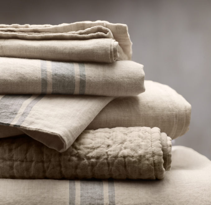 Vintage-Washed Hand-Quilted Belgian Linen Sham