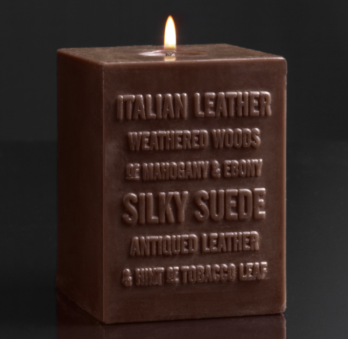 Italian Leather Pillar Candle
