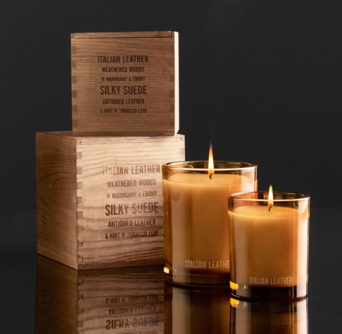 Italian Leather Filled Candle