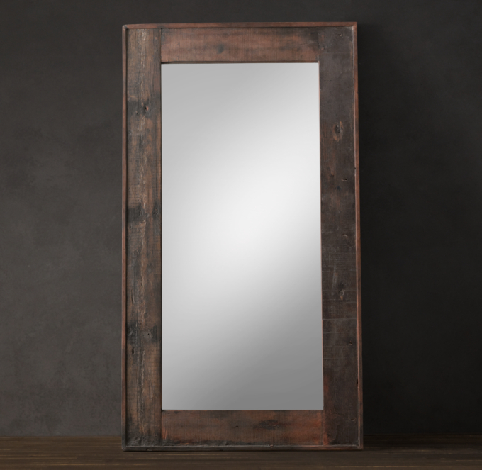 Salvaged Boat Wood Leaner Mirror