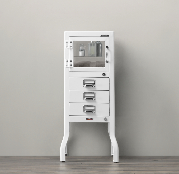Pharmacy Short Cabinet with Drawers White