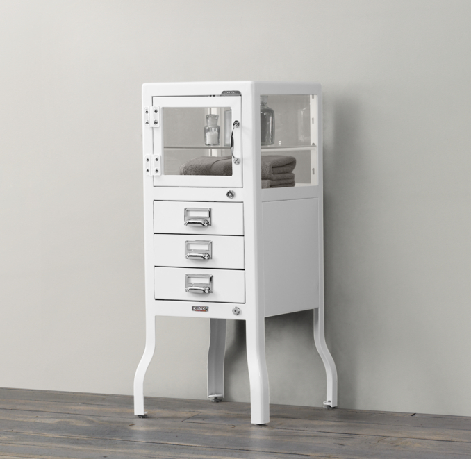 Pharmacy Short Cabinet with Drawers White