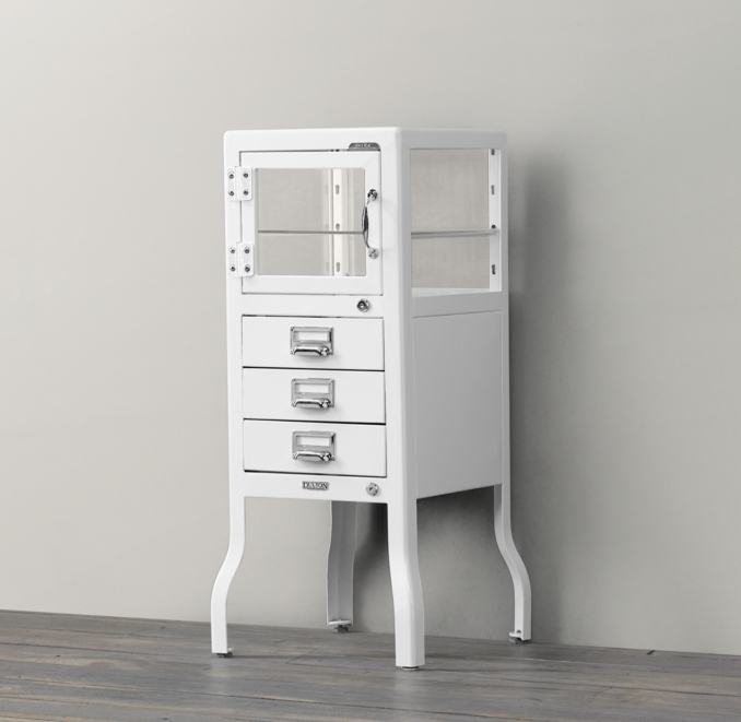 Pharmacy Short Cabinet with Drawers White