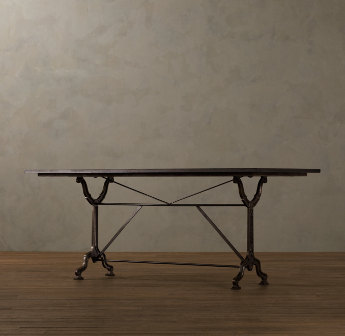 72" Factory Zinc & Cast Iron Rectangular Dining Table