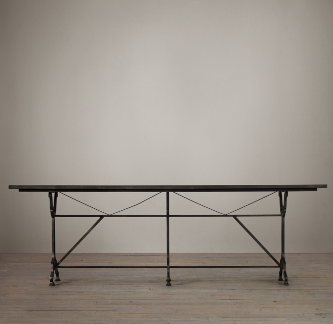 92" Factory Zinc & Cast Iron Rectangular Dining Table