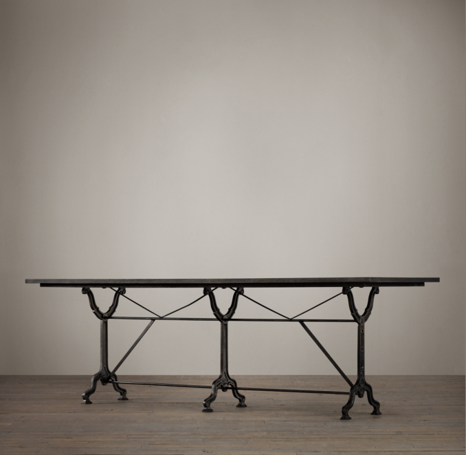 92" Factory Zinc & Cast Iron Rectangular Dining Table