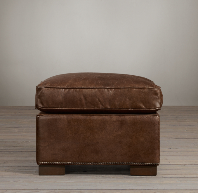 Collins Leather Ottoman With Nailheads