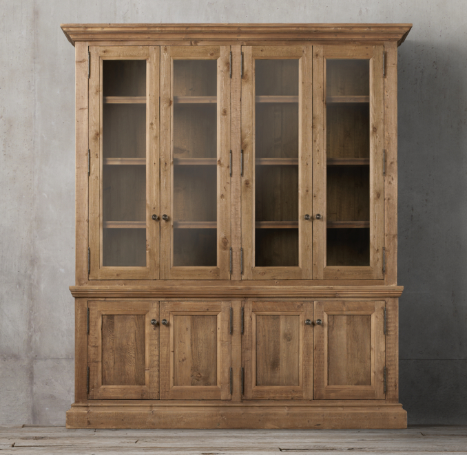 Salvaged Wood Wide Sideboard & Hutch