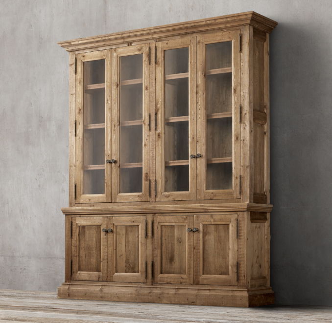 Salvaged Wood Wide Sideboard & Hutch
