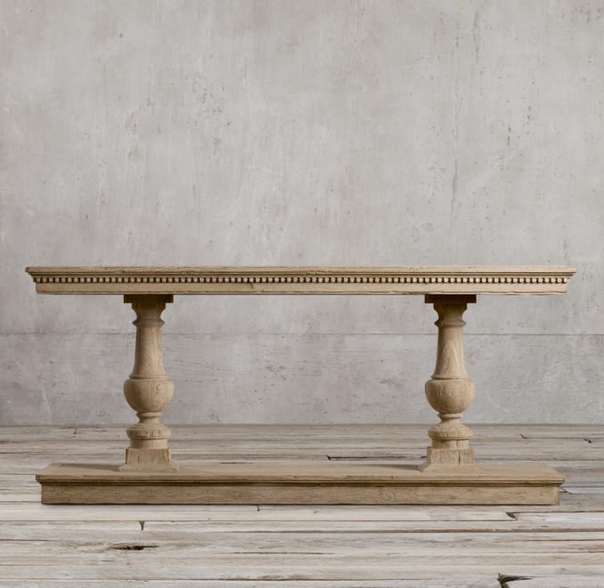 60" 15th C. Dual-Baluster Oak Console 