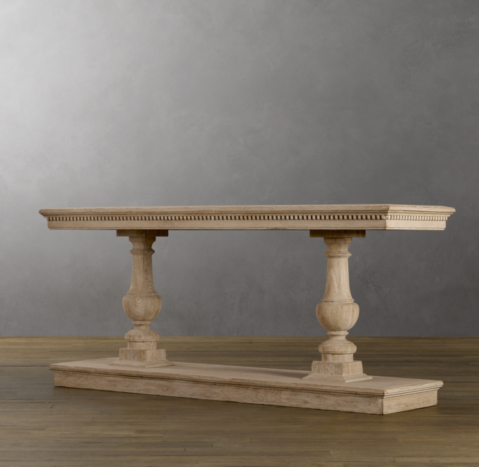 78" 15th C. Dual-Baluster Oak Console 