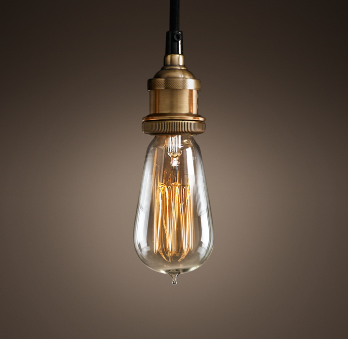 20th C. Factory Filament Bare Bulb Single Pendant