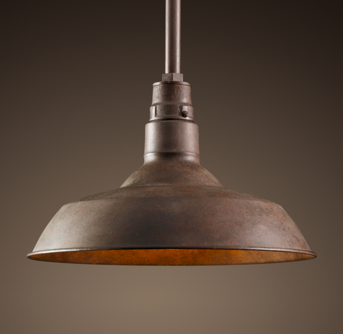 Vintage Barn Pendant Weathered Rust