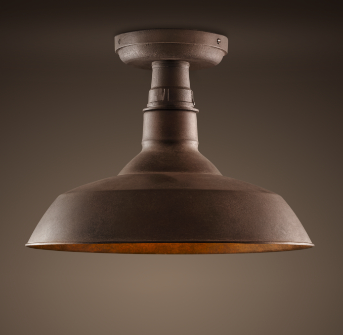 Vintage Barn Flushmount Weathered Rust