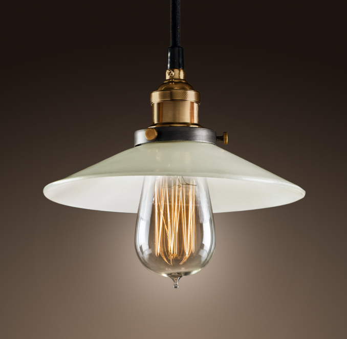 Milk Glass Filament 7½ Pendant Aged Steel