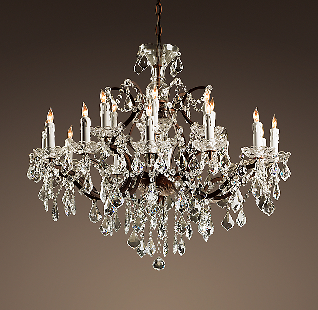 19th C. Rococo Iron & Crystal Chandelier Large