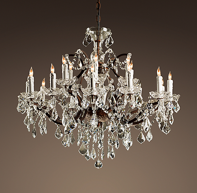 19th C. Rococo Iron & Crystal Chandelier Large 19th C. Rococo Iron & Crystal Chandelier Large