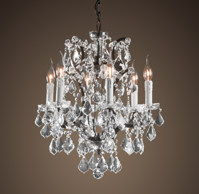 19th C. Rococo Iron & Crystal Chandelier Small